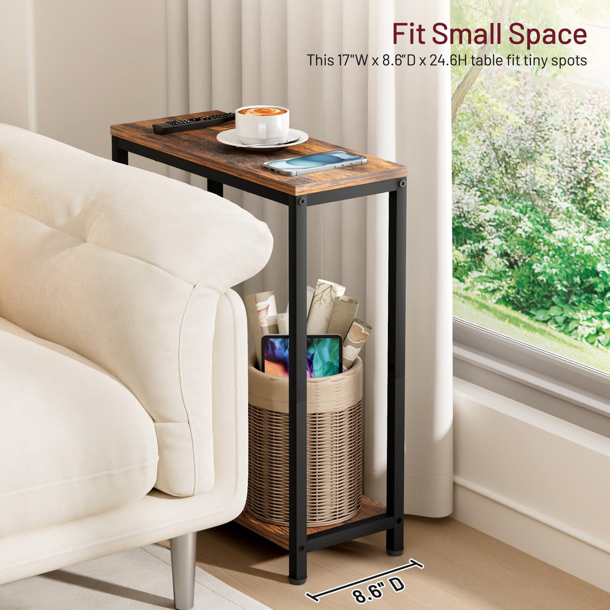 Narrow 2 Tier Side Table W247