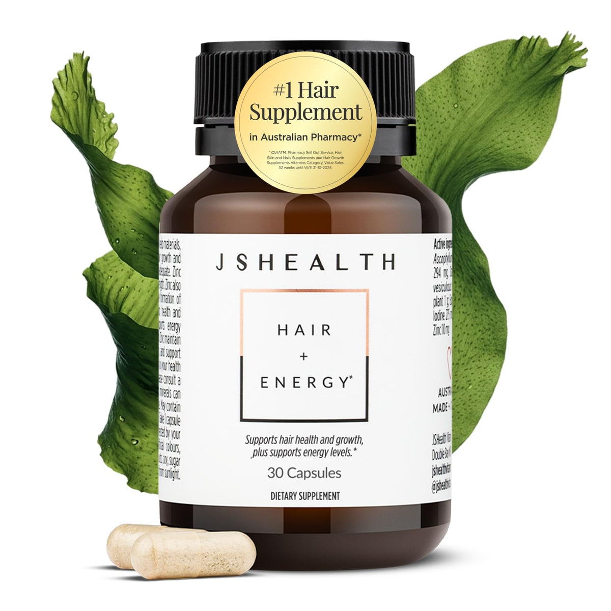 Hair Growth Vitamins with Kelp Iodine and Zinc 30 Capsules F559037