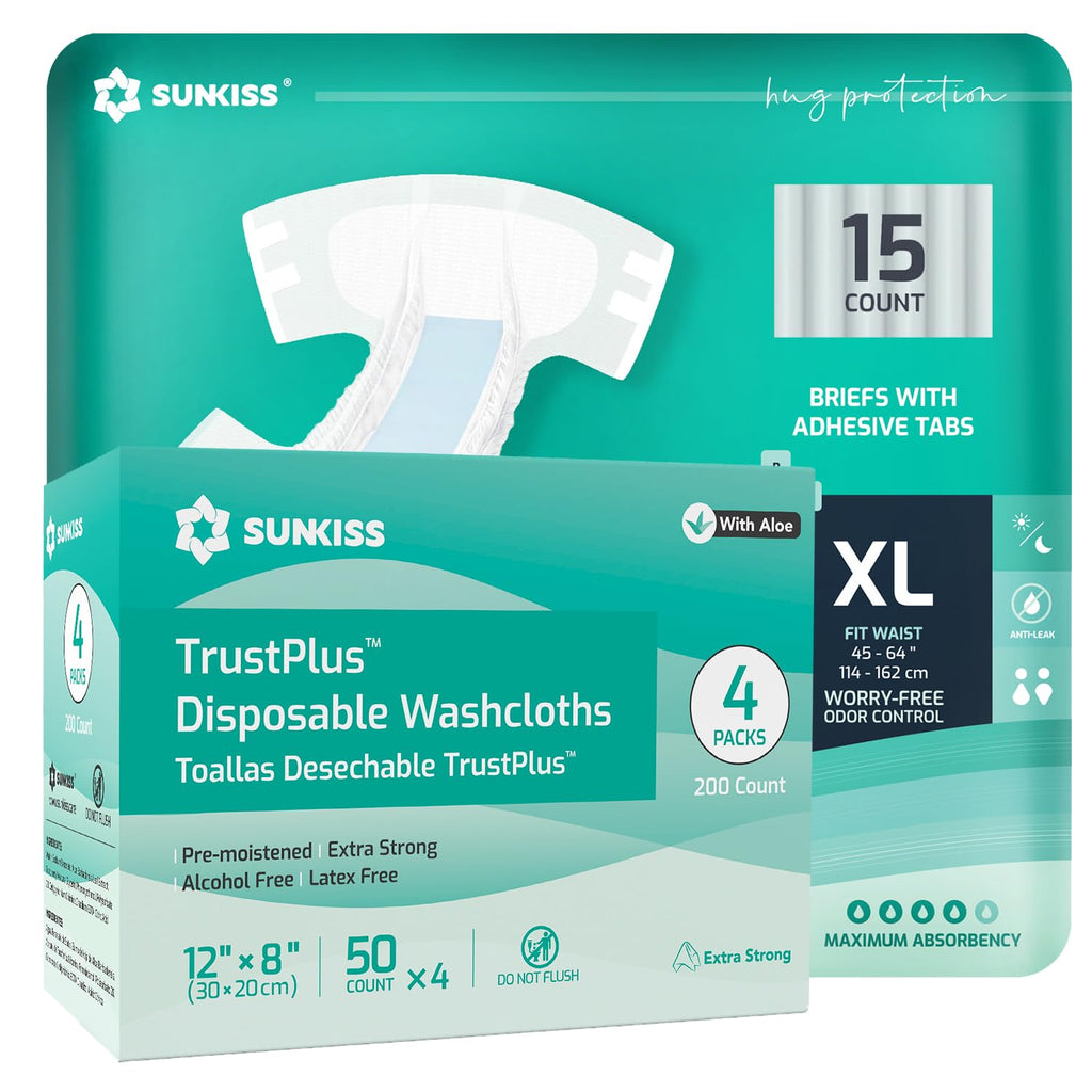 Adult Diapers XLarge 15 Count & Wet Wipes 200 Count K8733