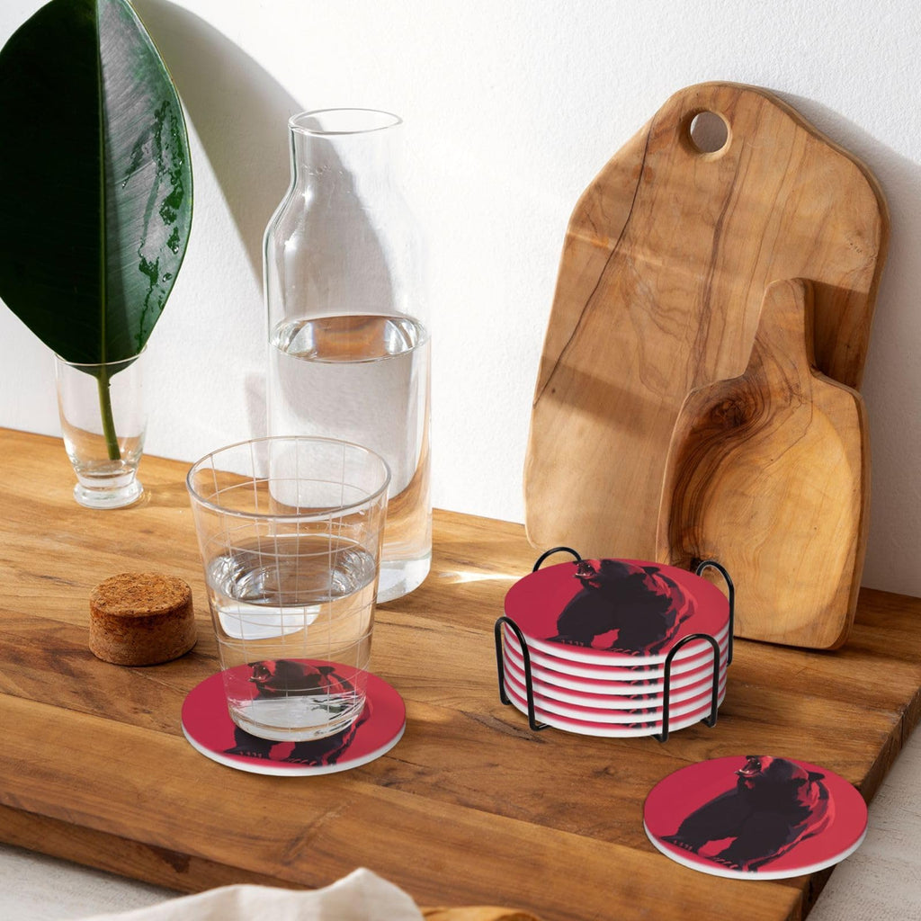 Ceramic Coasters with Holder Set of 6 D1691