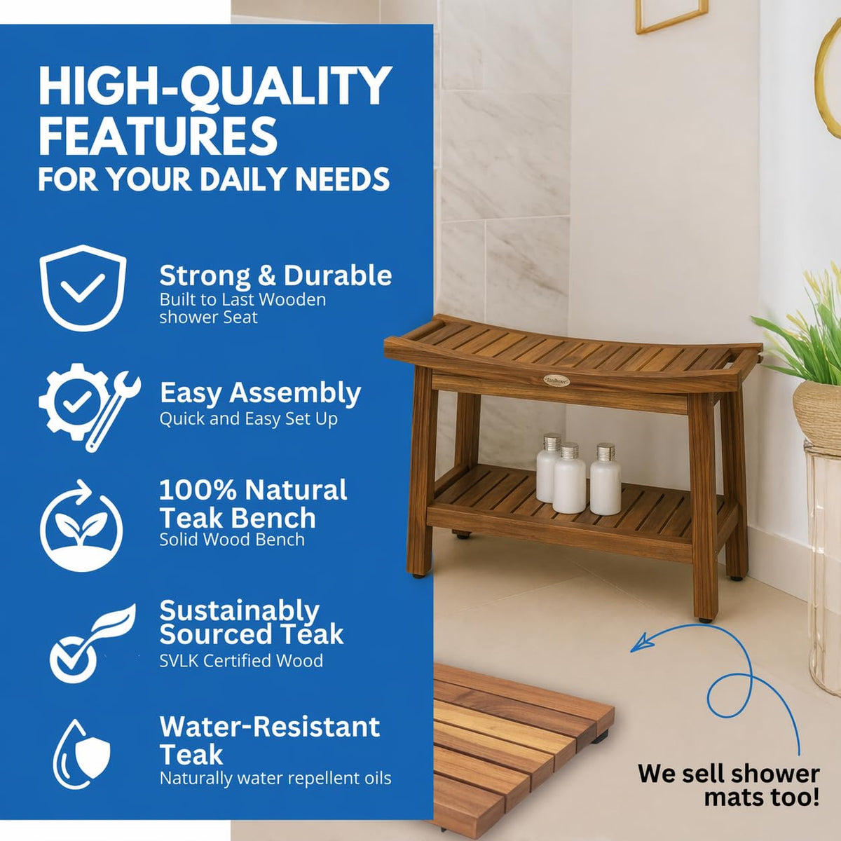 30-Inch Teak Shower Bench M380952