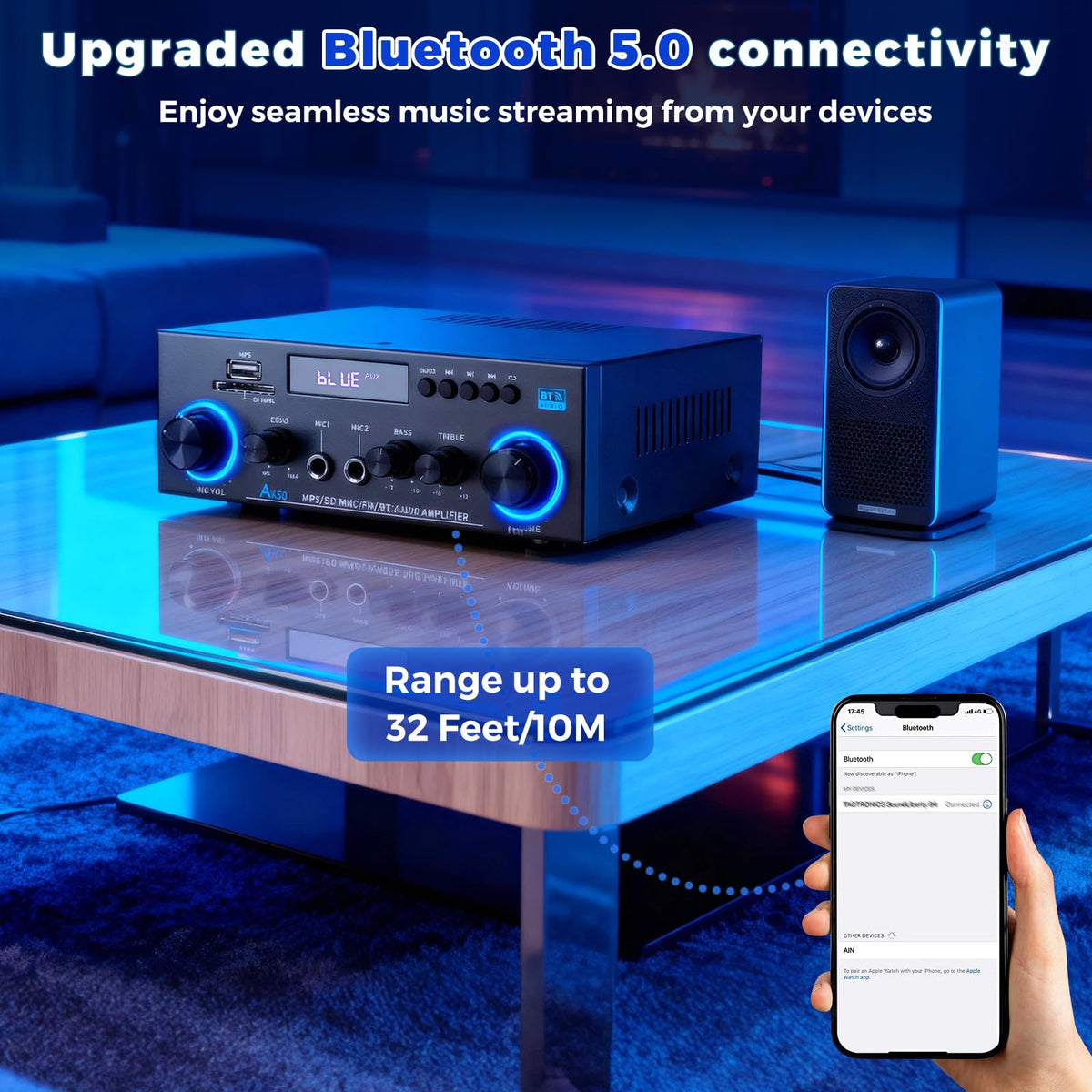 2 Channel 400W Bluetooth Stereo Audio Amplifier T430