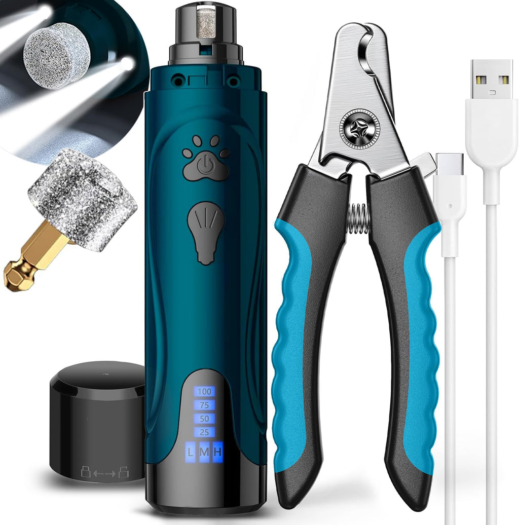 Super Quiet Dog Nail Grinder & Clippers Kit with 2 LED Lights C987