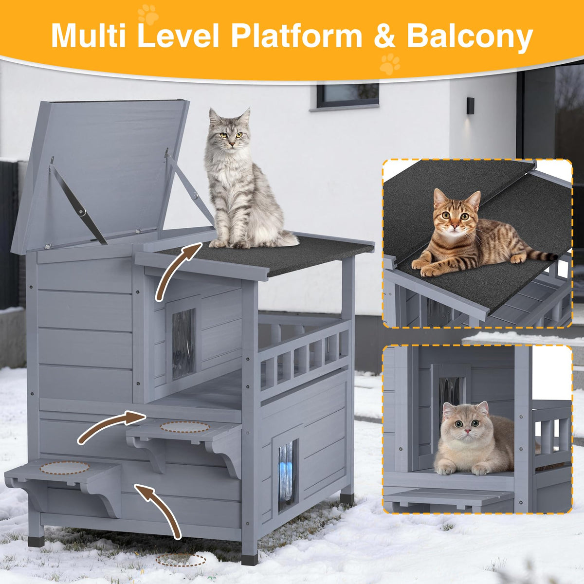 Wooden Heated 2-Story Cat House K641556