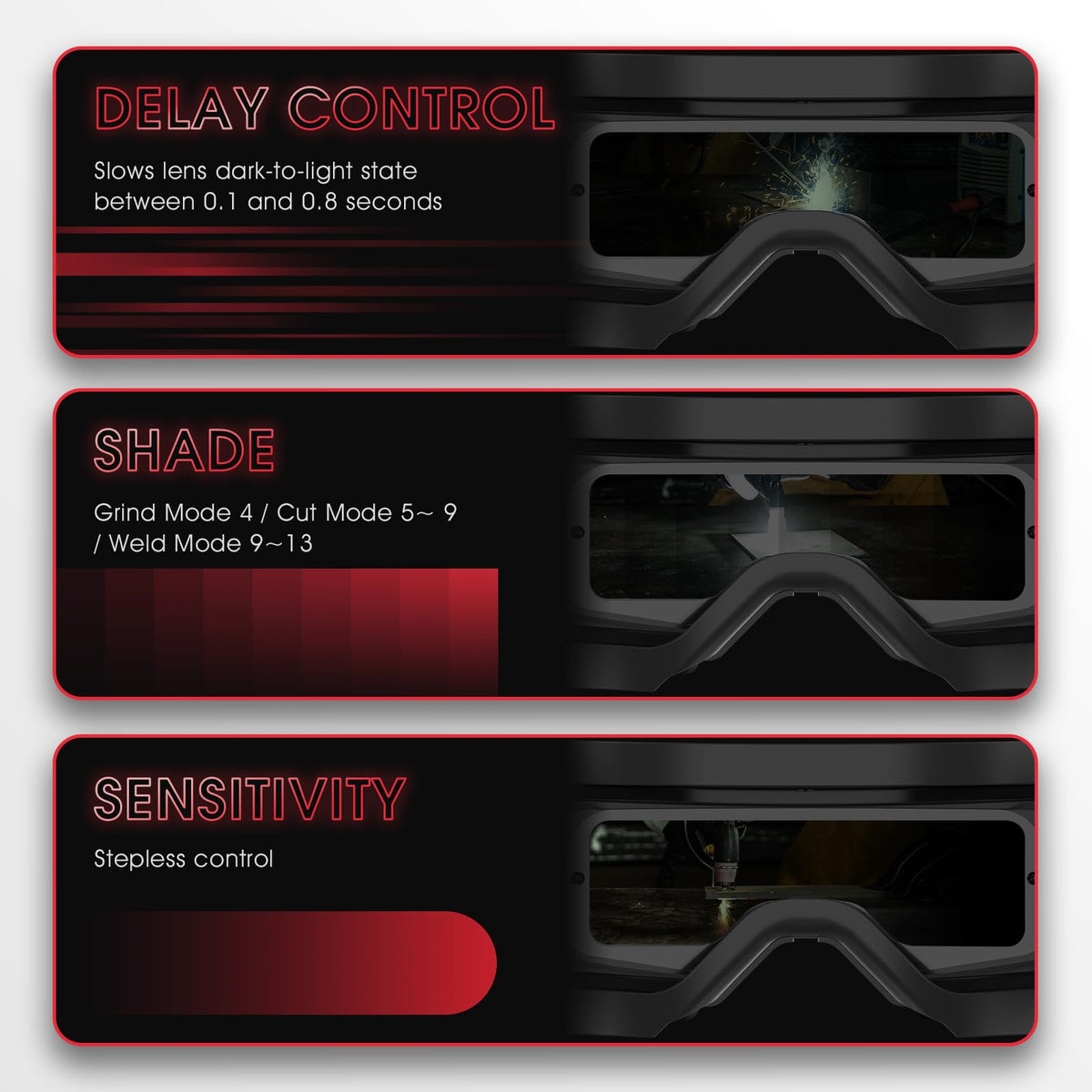 Auto-Darkening Welding Goggles with Mask E662
