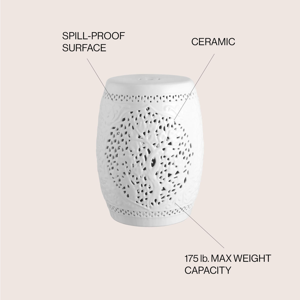 White Ceramic Garden Stool Y567172