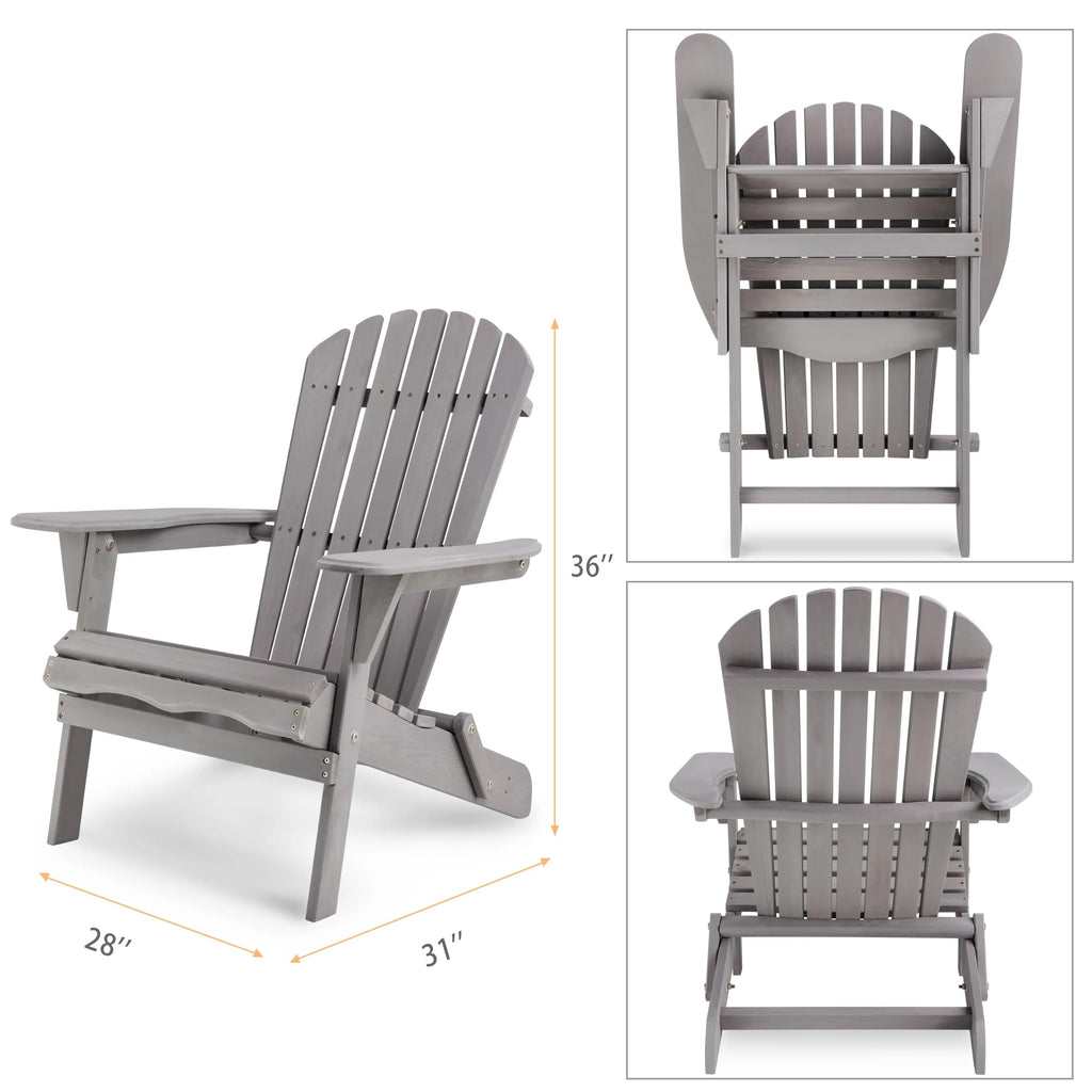 Wooden Folding Adirondack Chair Set of 2 Solid Cedar E772806