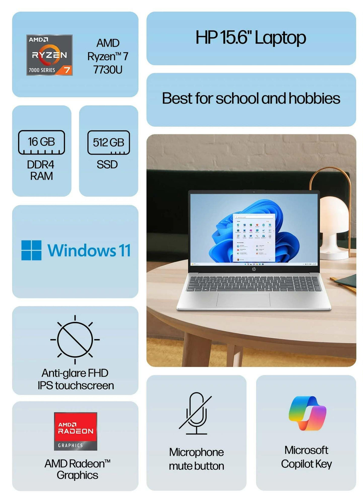 15.6in Touch Laptop Ryzen 7 16GB 512GB SSD C80575