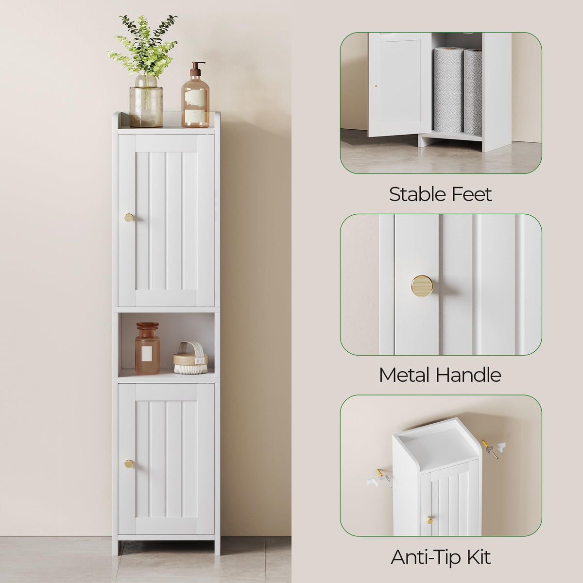 White Bathroom Cabinet with 2 Doors H1749