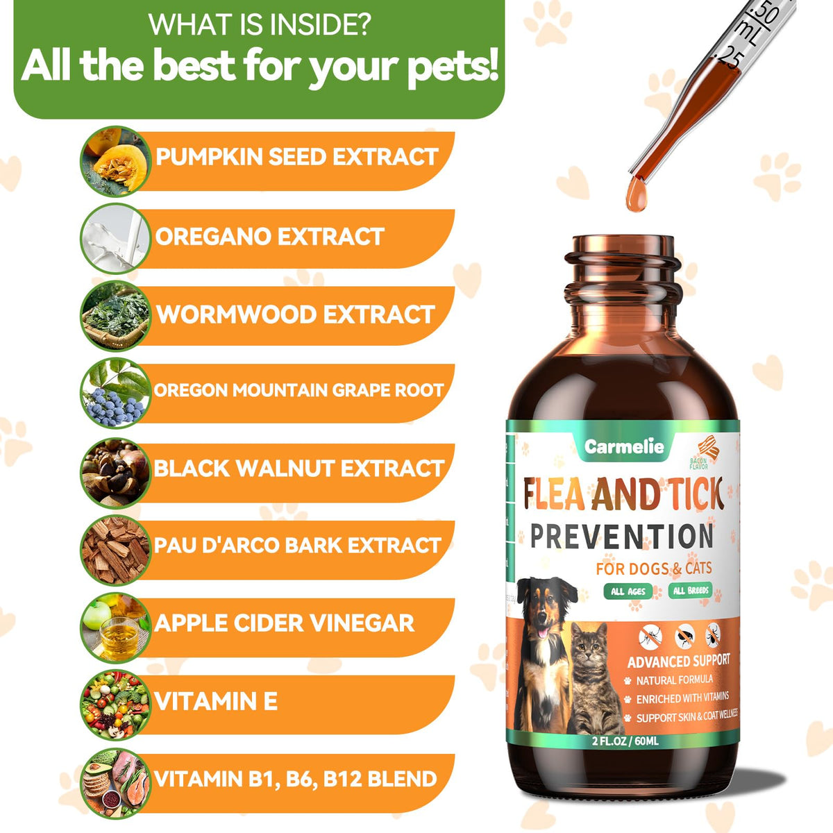 Flea and Tick Prevention for Dogs and Cats 60ml F1941