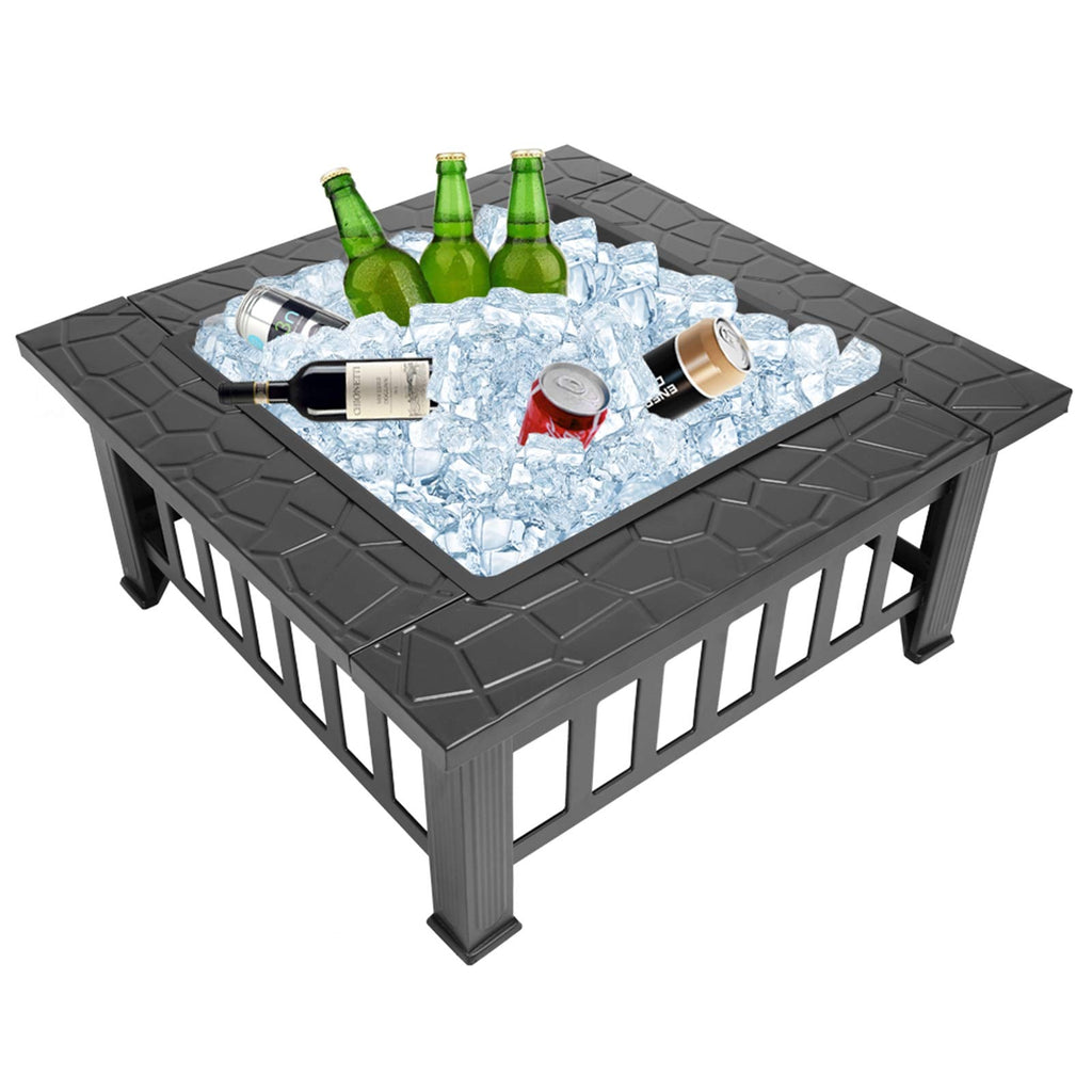 32" Wood Burning Metal Fire Pit with Poker B933