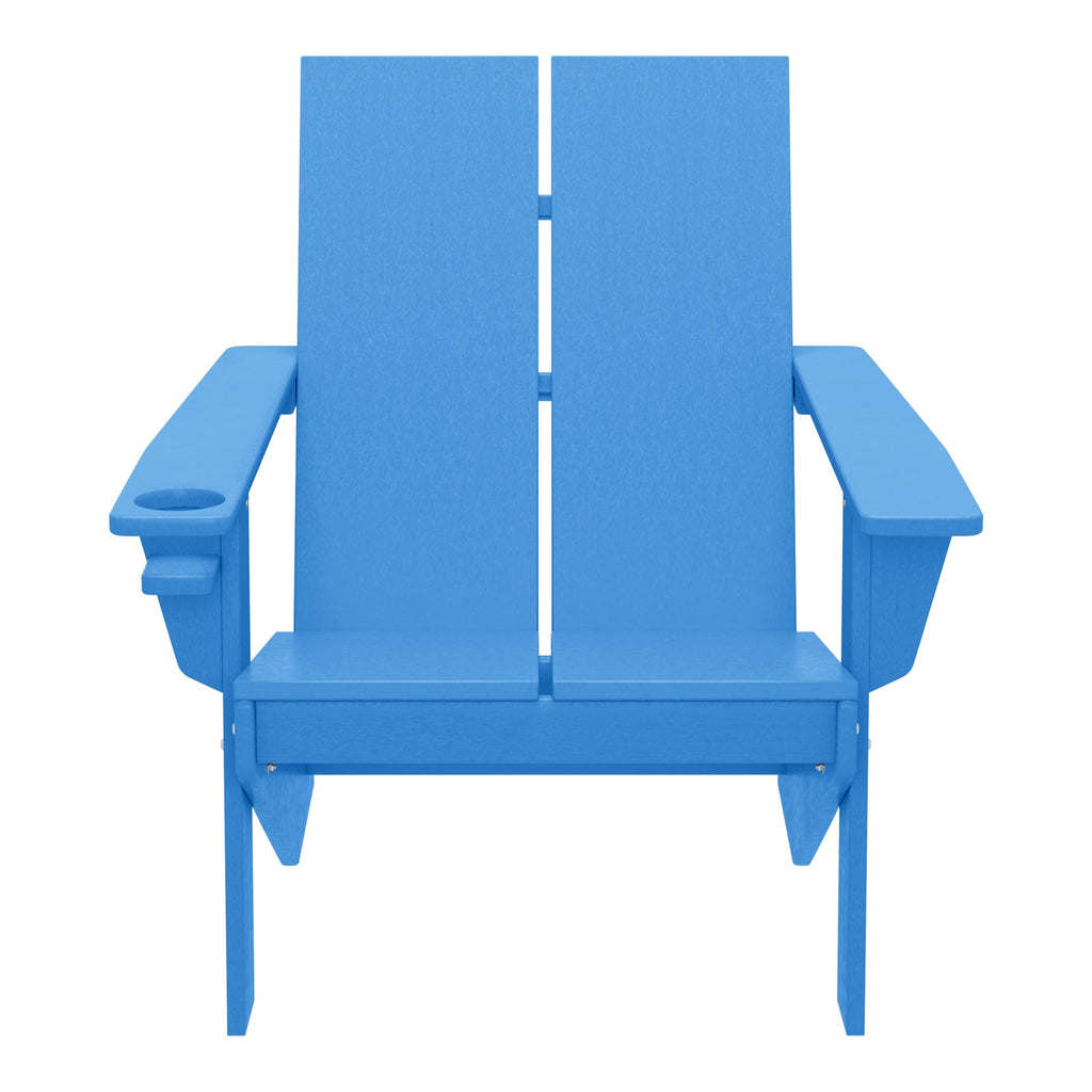 Pacific Blue HDPE Adirondack Chair with Cup Holder W169900