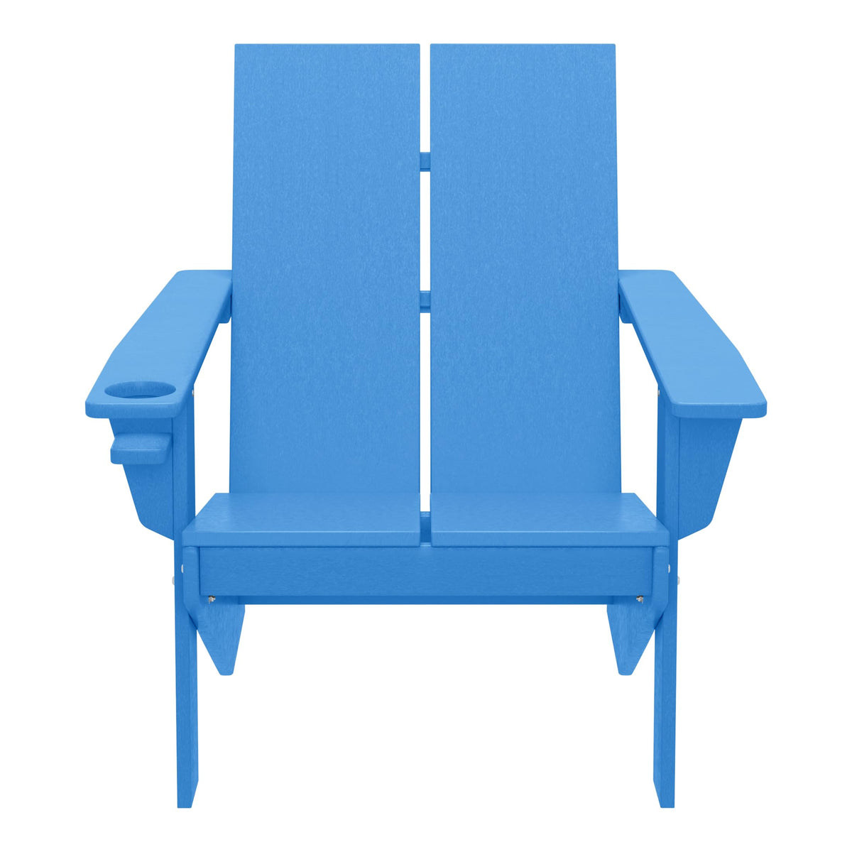 Pacific Blue HDPE Adirondack Chair with Cup Holder W169900