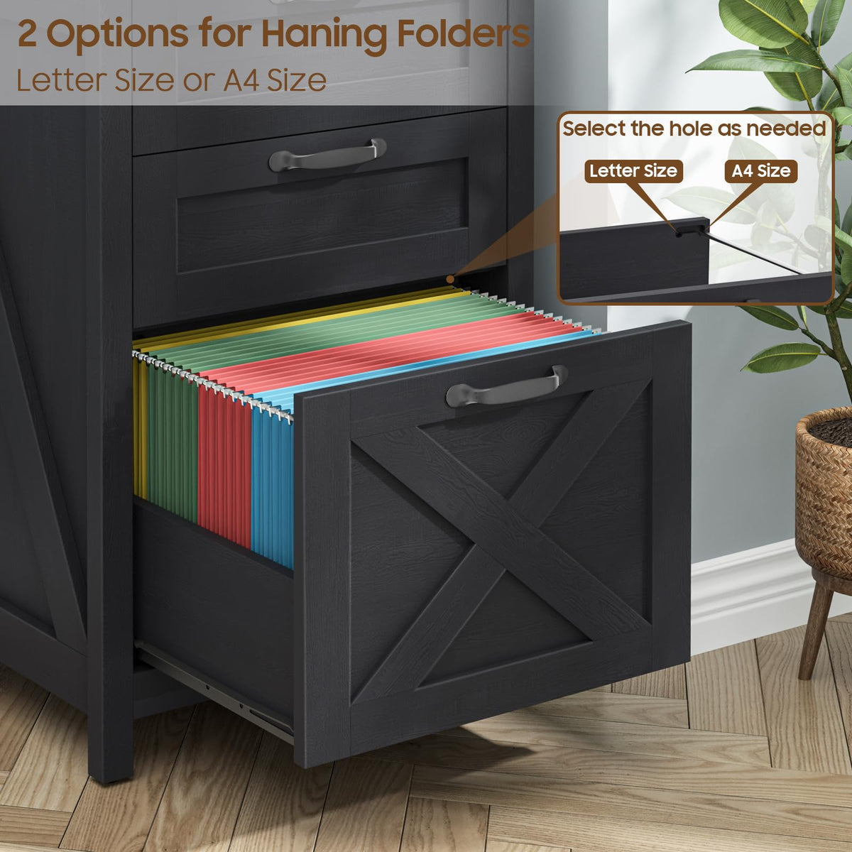 Black 3 Drawer File Cabinet W646