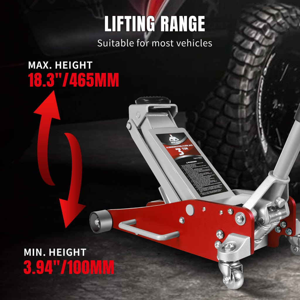 3 Ton Low Profile Aluminum and Steel Car Jack with Jack Stands, Red, 2 Pack K27857