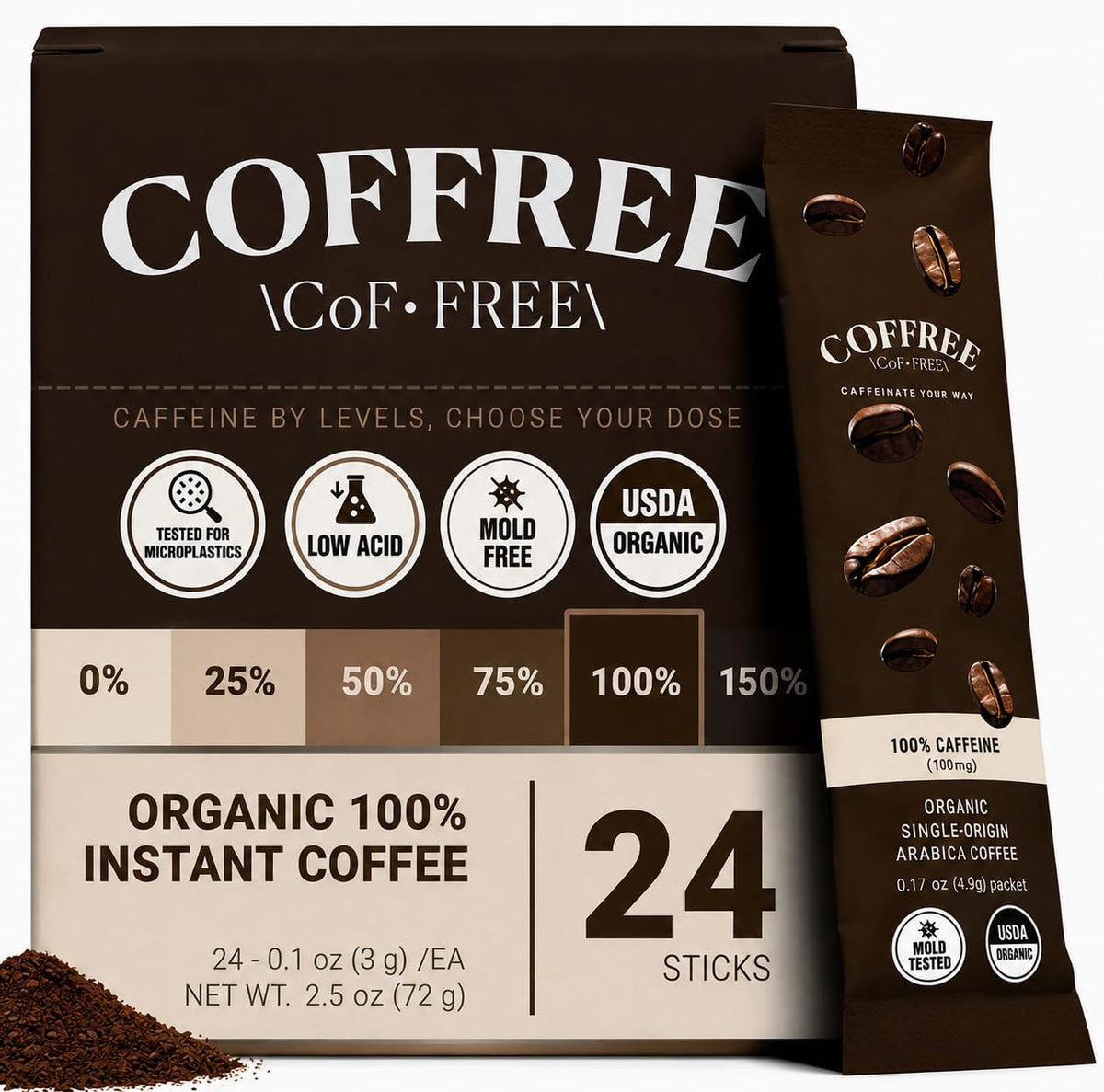 Organic Instant Coffee Packets 24 Count I560316