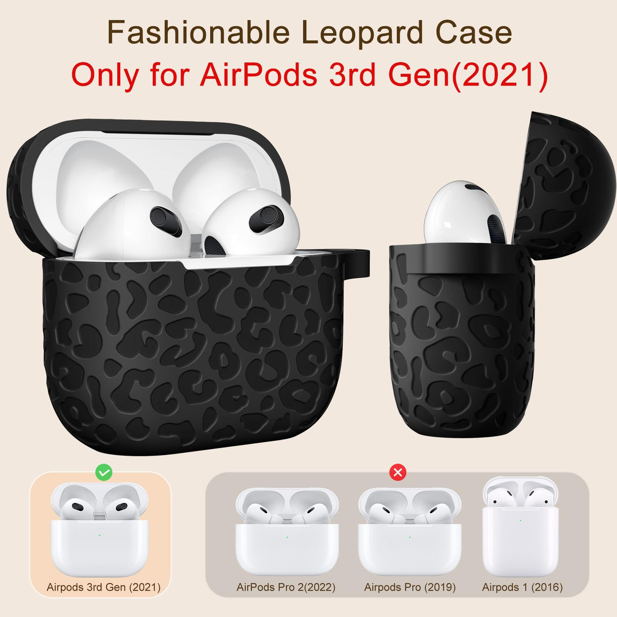 Black AirPod 3rd Generation Case with Keychain D206851