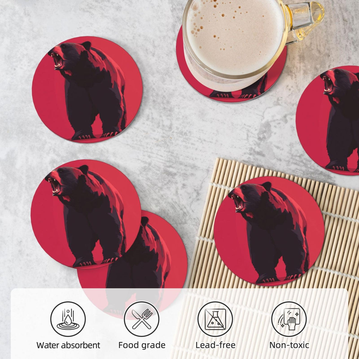 Ceramic Coasters with Holder Set of 6 D1691