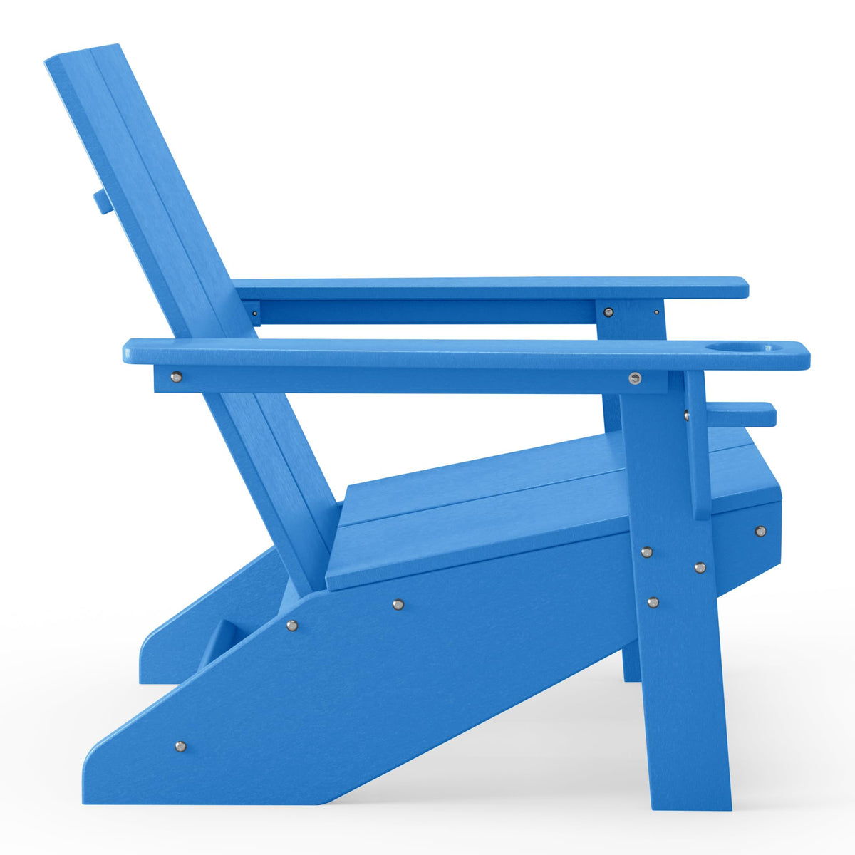 Pacific Blue HDPE Adirondack Chair with Cup Holder W169900