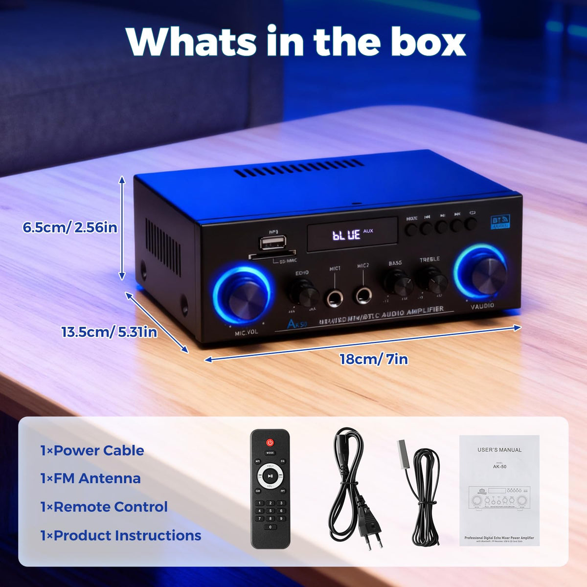 2 Channel 400W Bluetooth Stereo Audio Amplifier T430