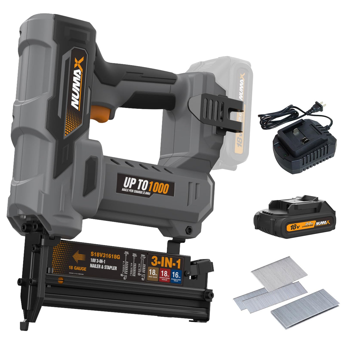18V Cordless 3-in-1 Nail Gun Kit N1890