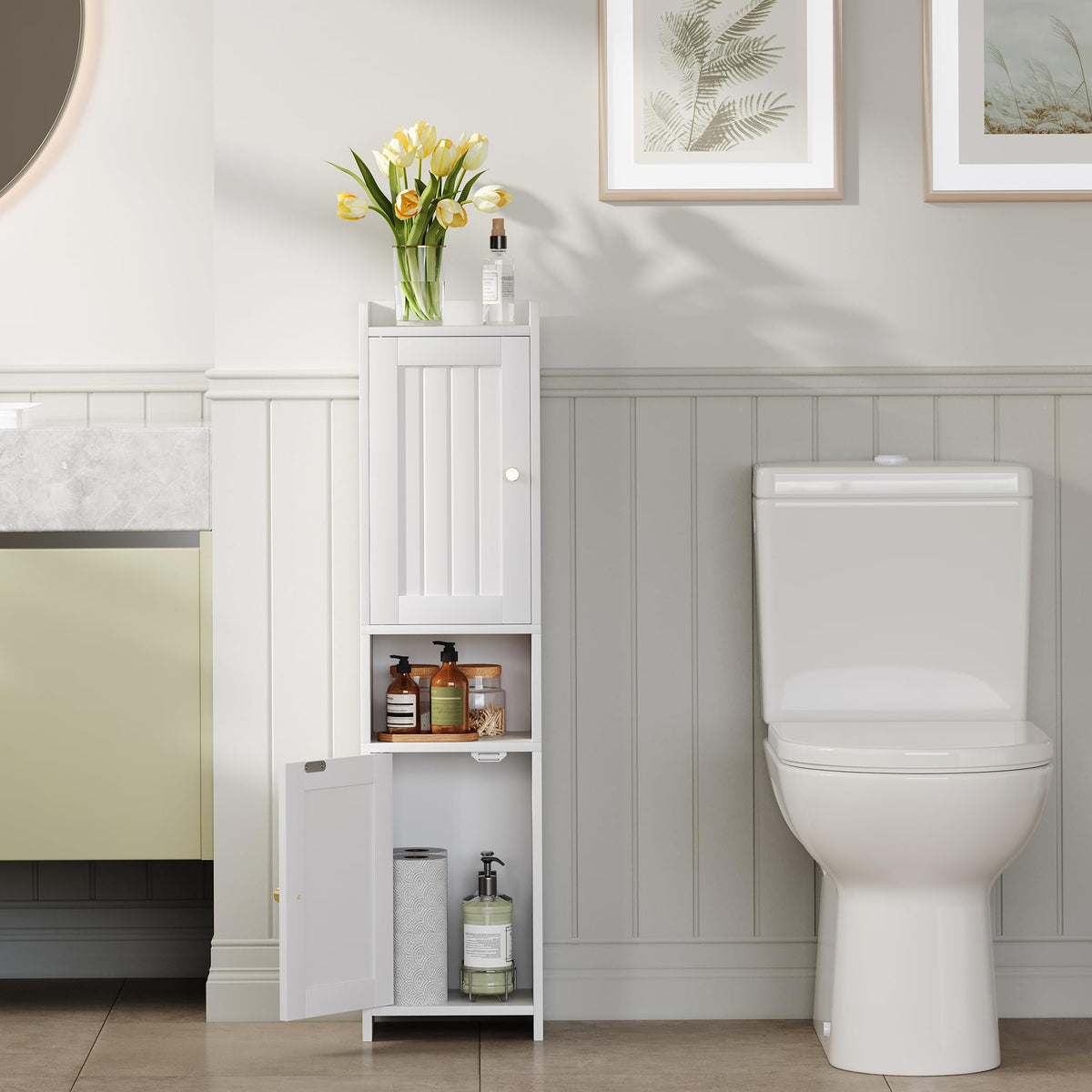 White Bathroom Cabinet with 2 Doors H1749