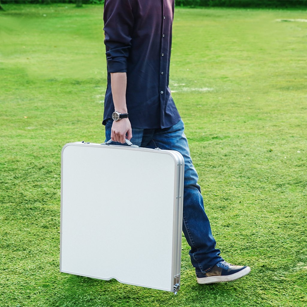 Portable Folding Table White 4 Adjustable Heights Z4213