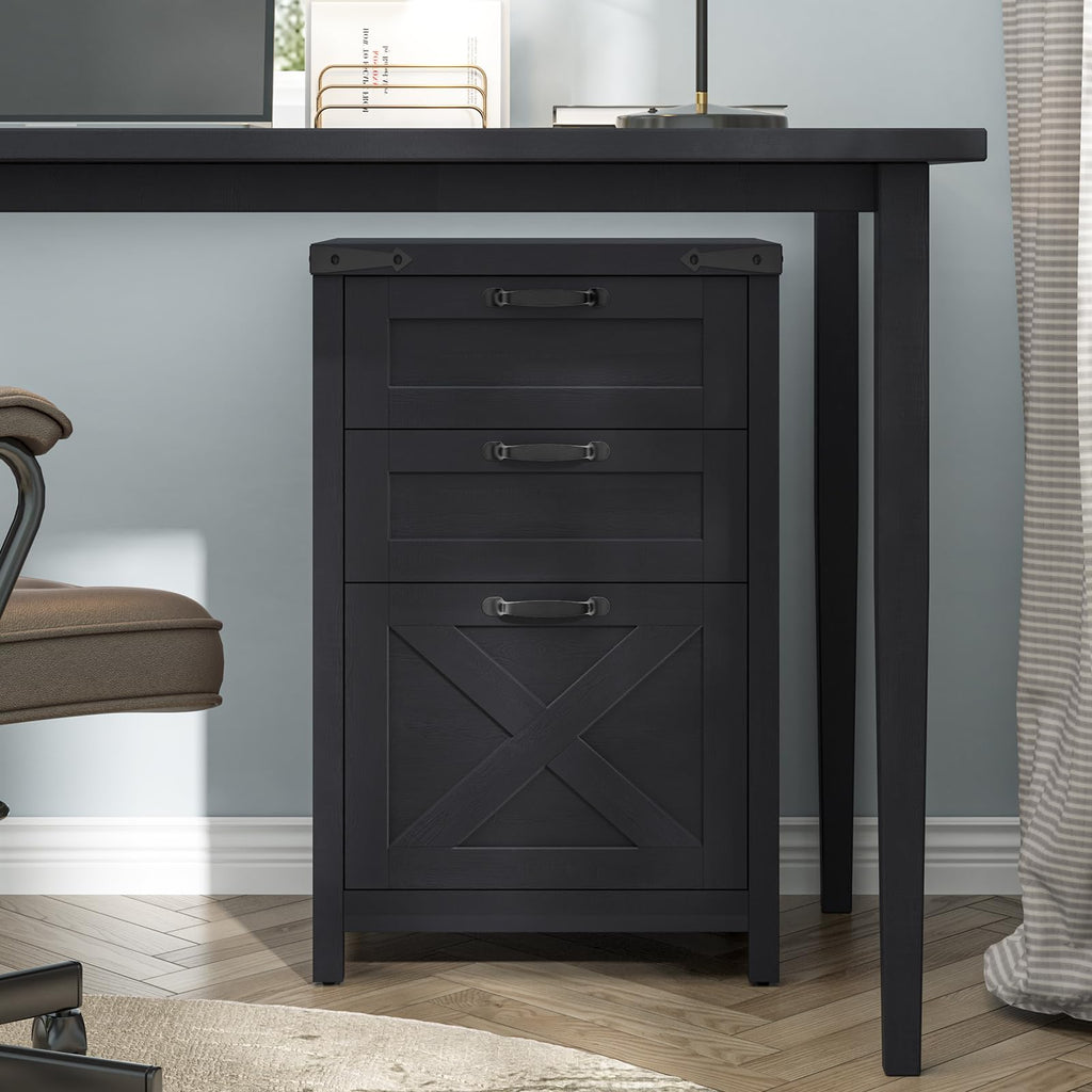 Black 3 Drawer File Cabinet W646