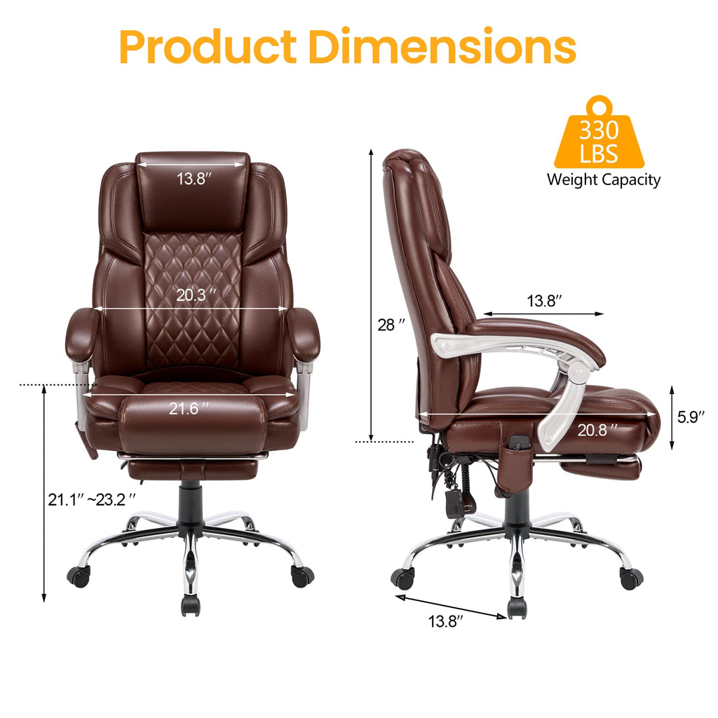 Brown Heated Massage Office Chair with Footrest I976