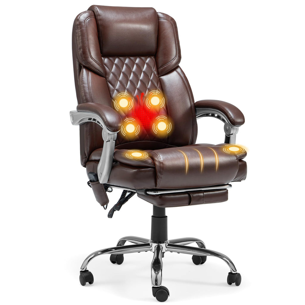 Brown Heated Massage Office Chair with Footrest I976