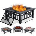 32" Square Wood Burning Fire Pit Table with Spark Screen Y2638