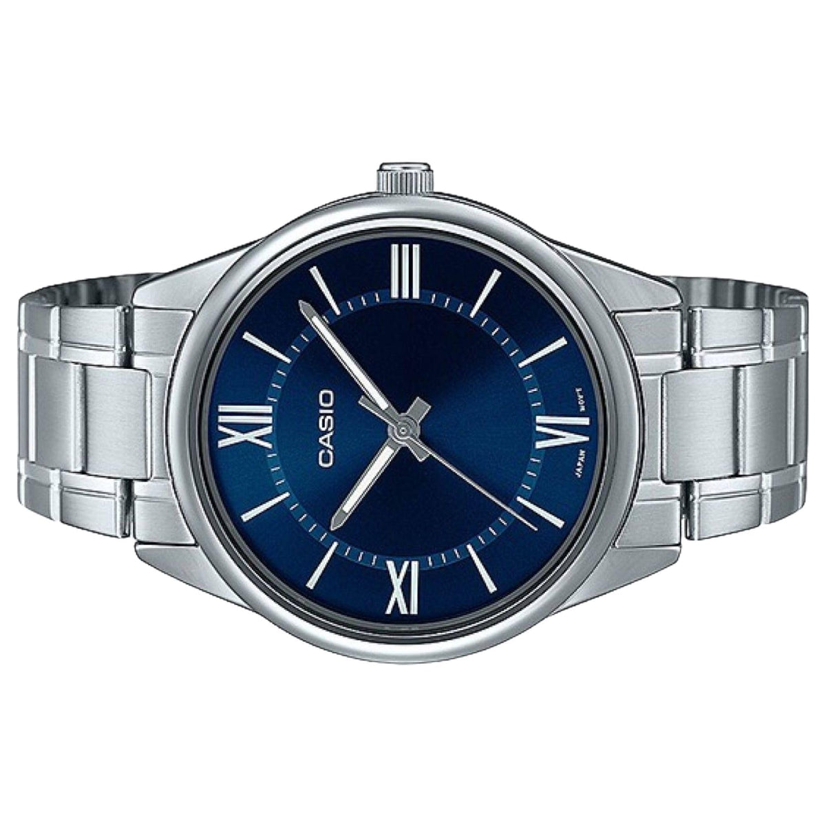 Blue Roman Dial Stainless Steel Analog Watch W156