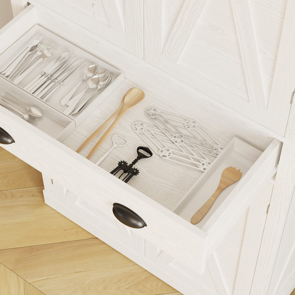 White Kitchen Pantry Storage Cabinet M7412