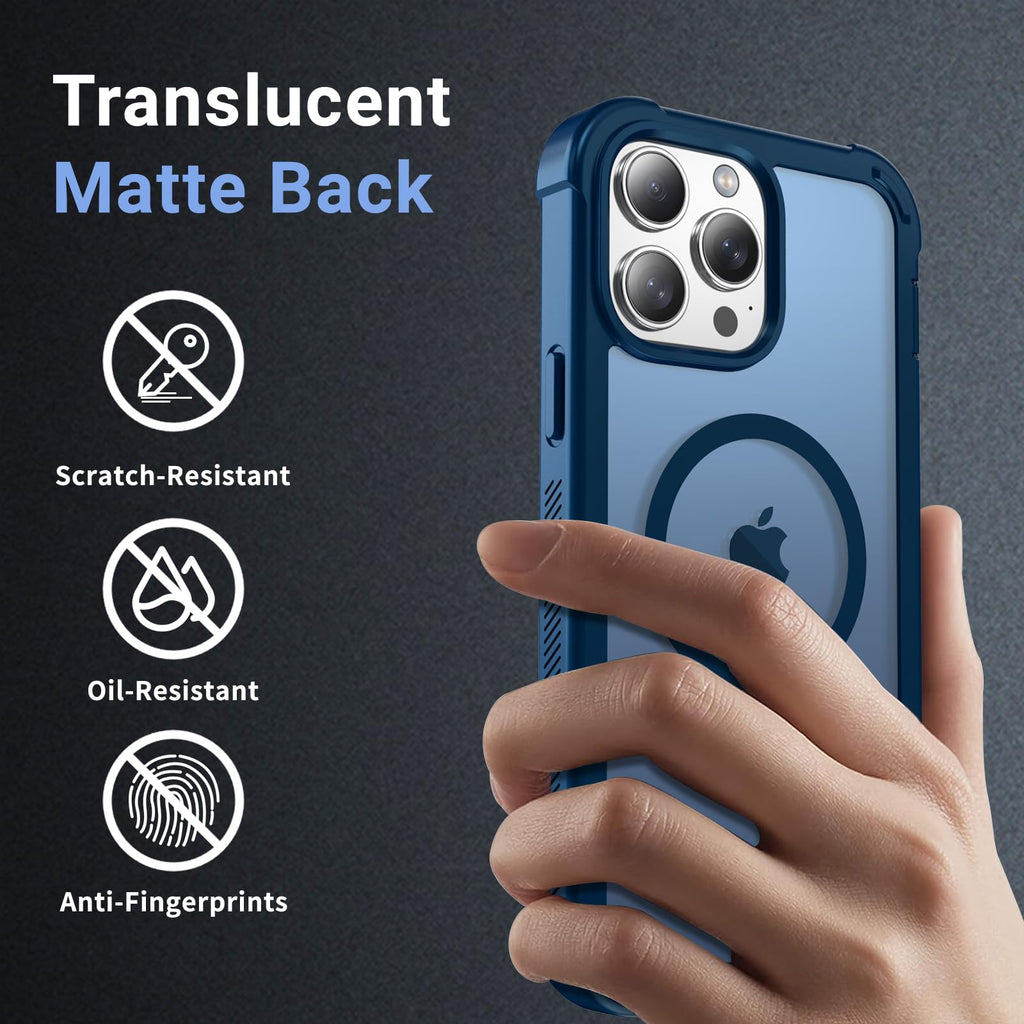 Magnetic iPhone 13 Pro Max Case Heavy Duty Protection Deep Blue P25725