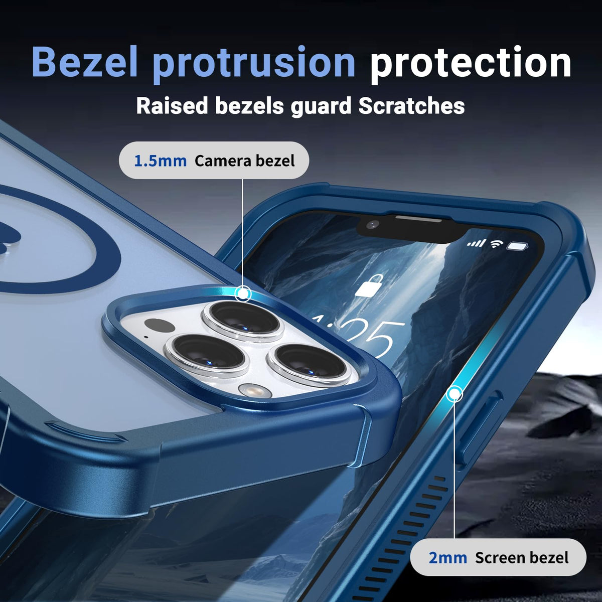 Magnetic iPhone 13 Pro Max Case Heavy Duty Protection Deep Blue P25725