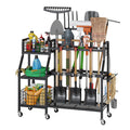 Heavy-Duty Garden Tool Organizer with 6 Wheels and 2 Baskets G946642