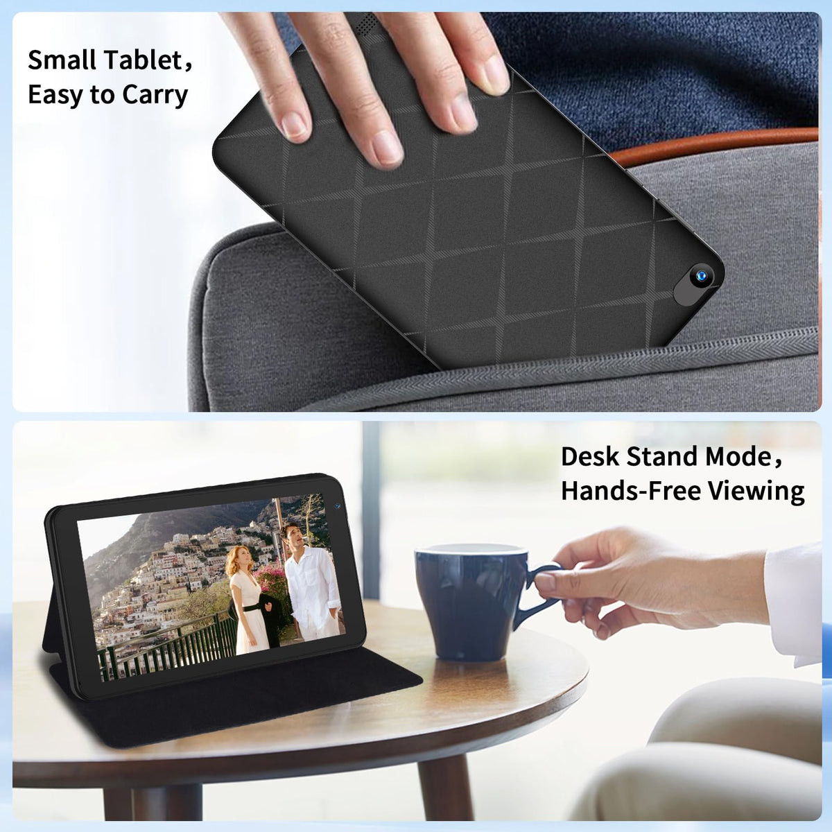 7 Inch Tablet with Case, 32GB+1TB Expand, 5G WiFi, IPS Display (Black) Z547354