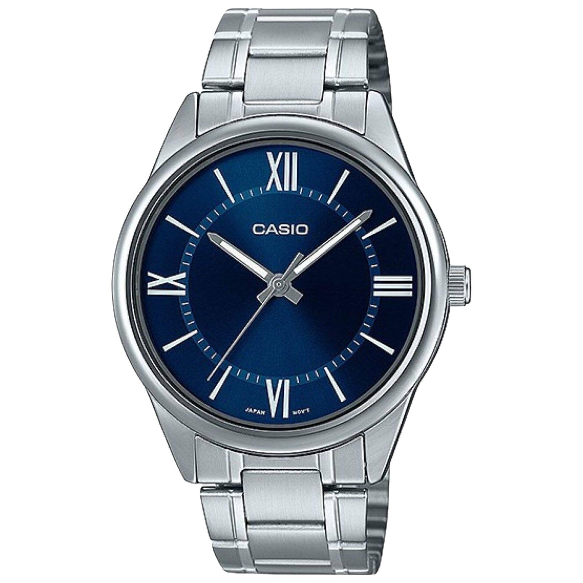 Blue Roman Dial Stainless Steel Analog Watch W156