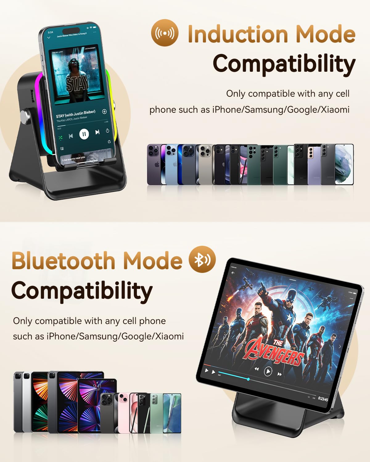 Wireless Induction Speaker with Phone Stand Y966442