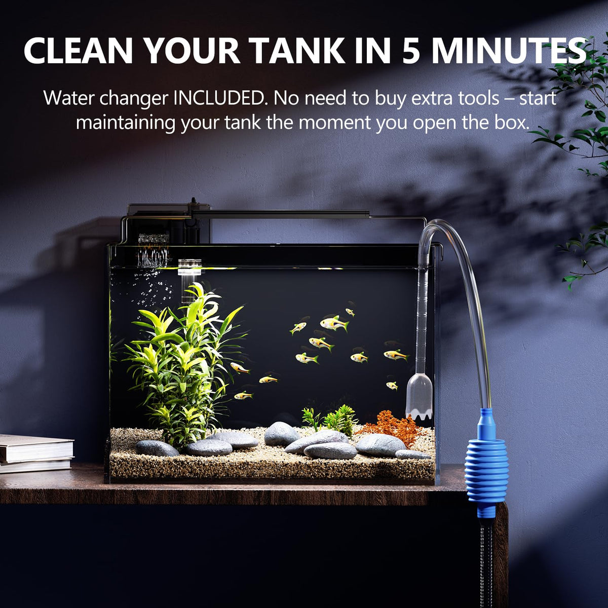 5 Gallon Glass Fish Tank Kit with Filter Light M2041