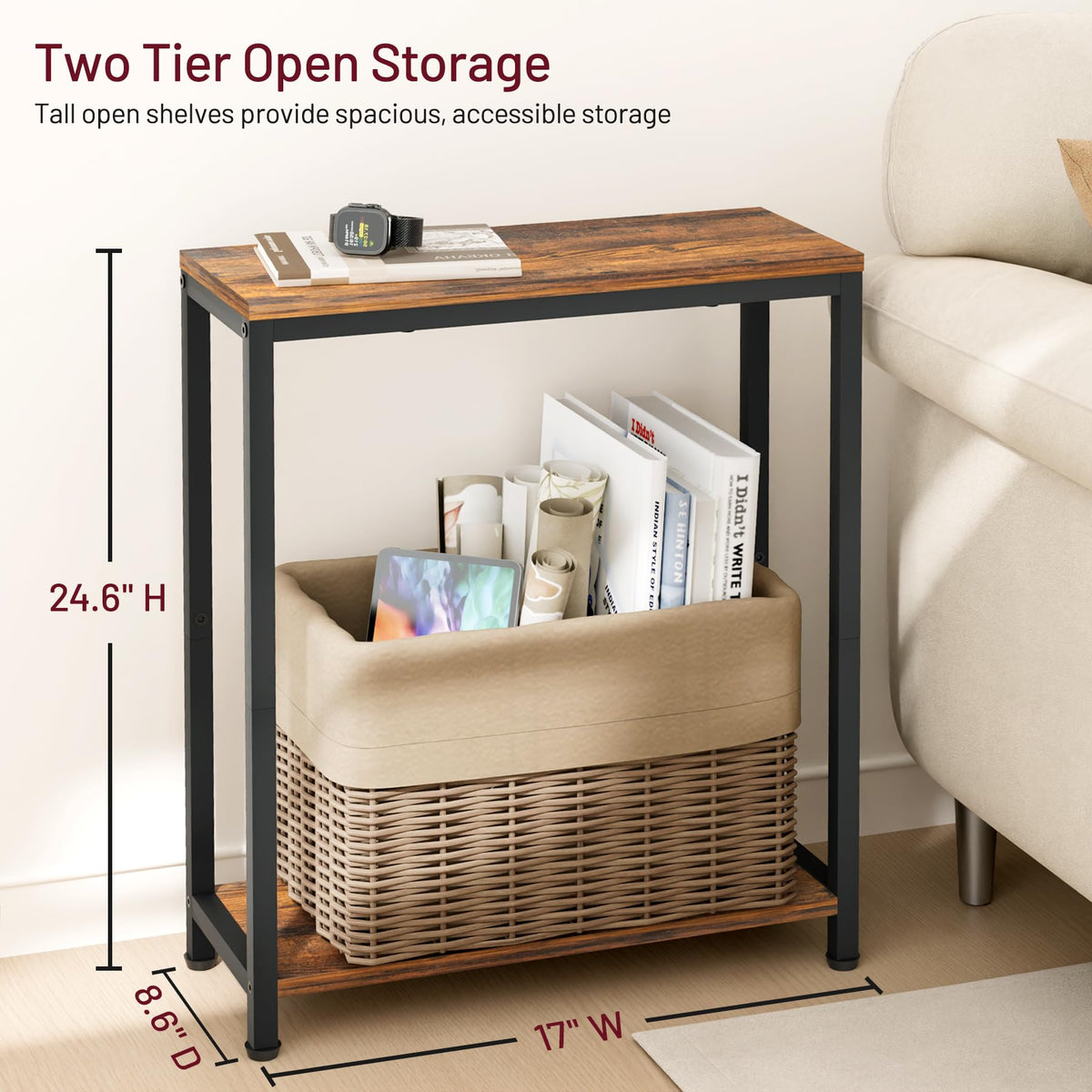 Narrow 2 Tier Side Table W247