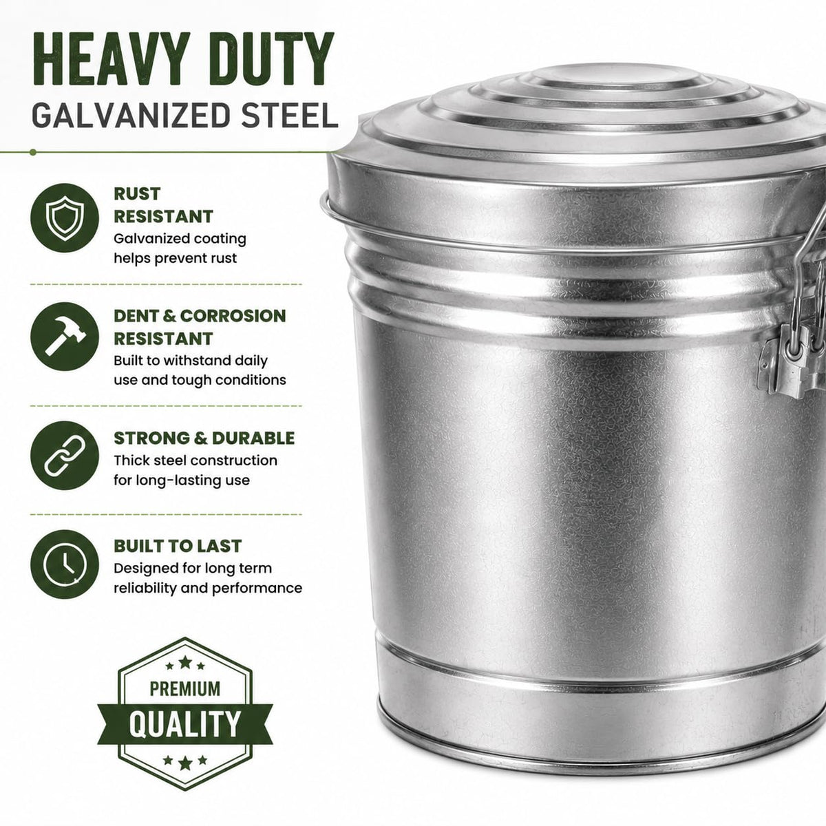 6 Gallon Metal Trash Can with Lid U46166