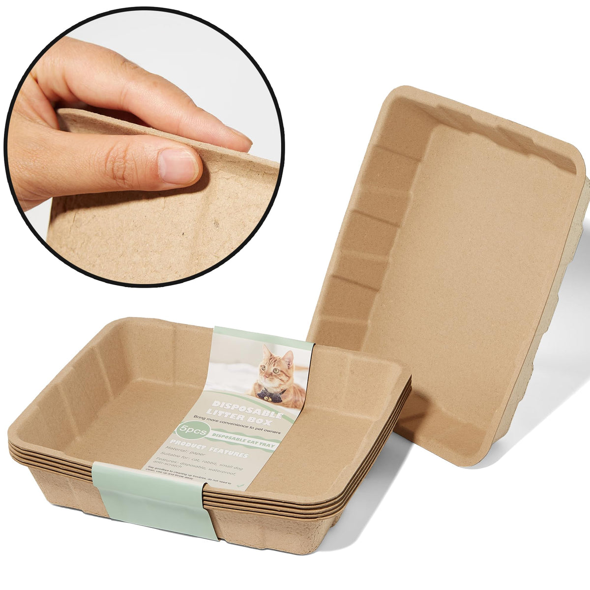 Disposable Cardboard Cat Litter Boxes 5 Pack K361