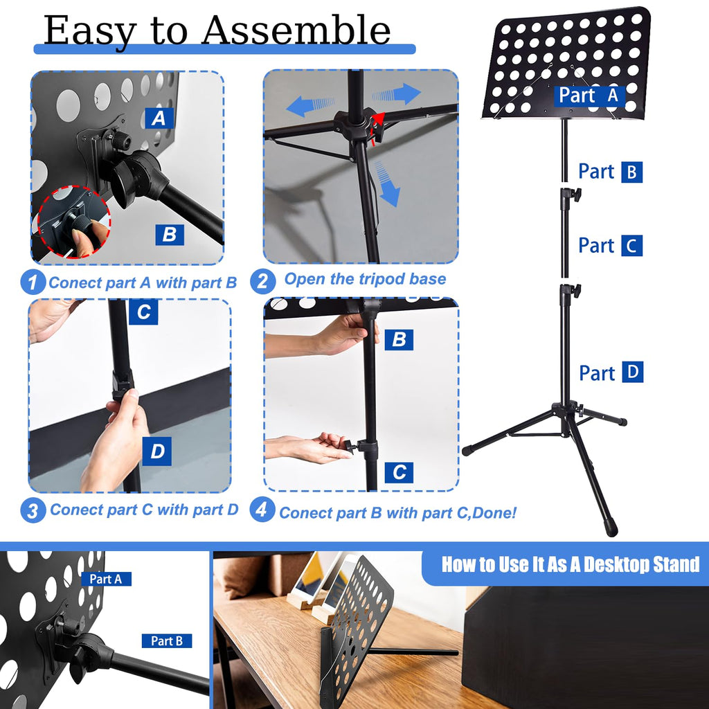 Height Adjustable Sheet Music Stand with Carrying Bag J854