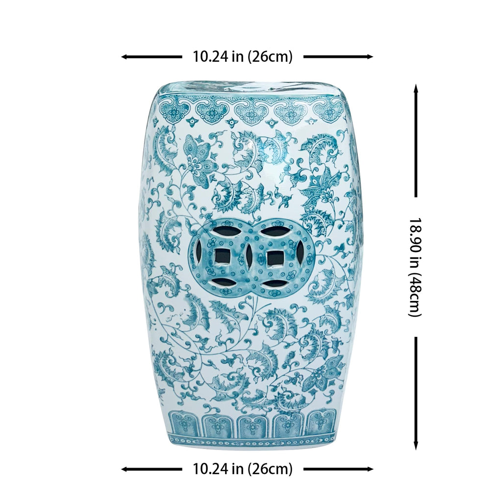 Teal Blue Ceramic Garden Stool Q46546