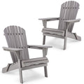 Wood Folding Adirondack Chair Set of 2 Solid Cedar M8484