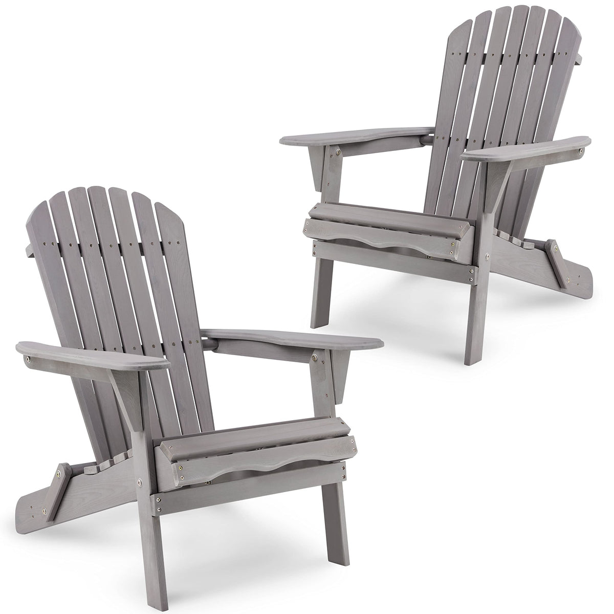Wood Folding Adirondack Chair Set of 2 Solid Cedar M8484