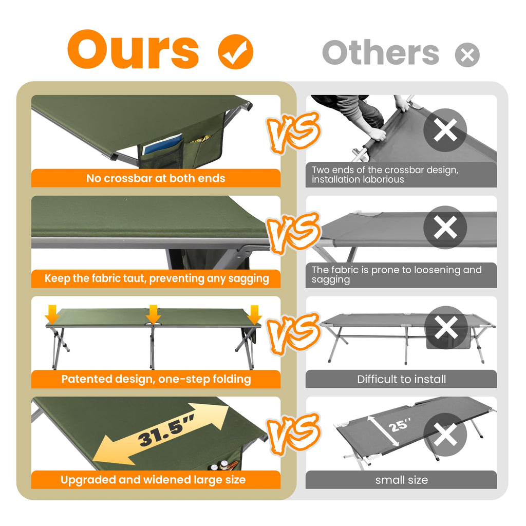 Oversized Folding Camping Cot with Storage Bag D533531