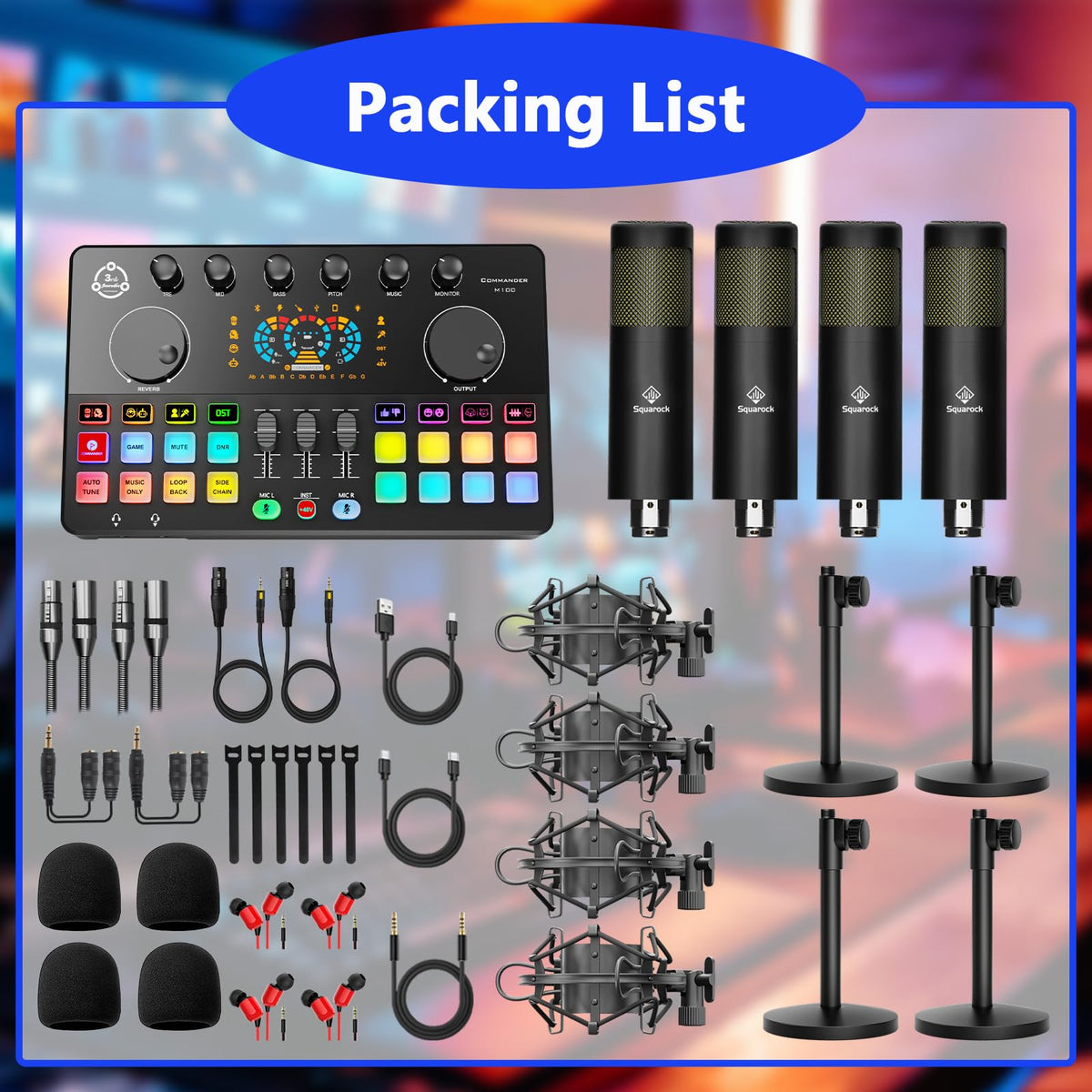 Audio Interface with 4 Dynamic Mics A582