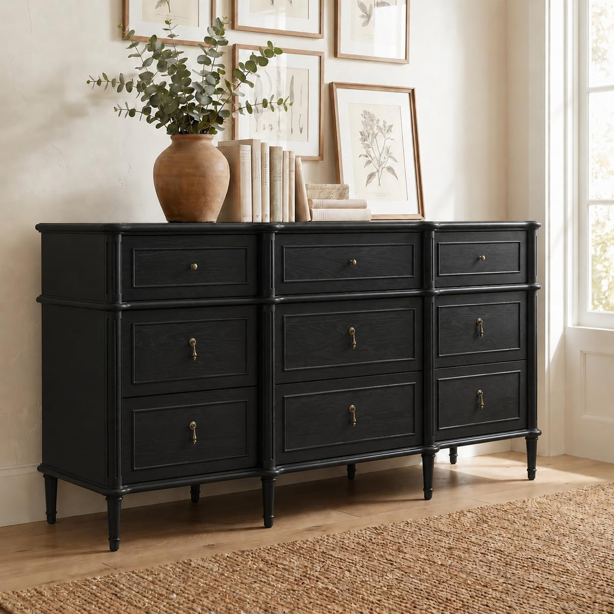 Black 9 Drawer Wood Dresser W844556